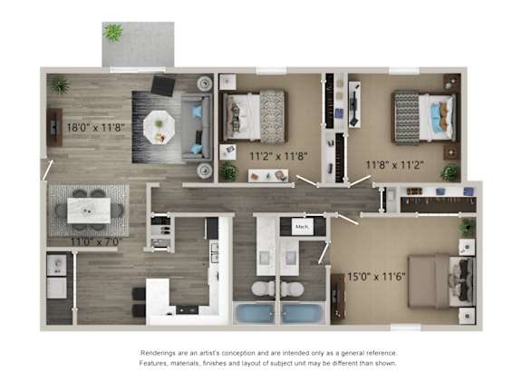A floor plan of a two-story apartment with dimensions of each room.