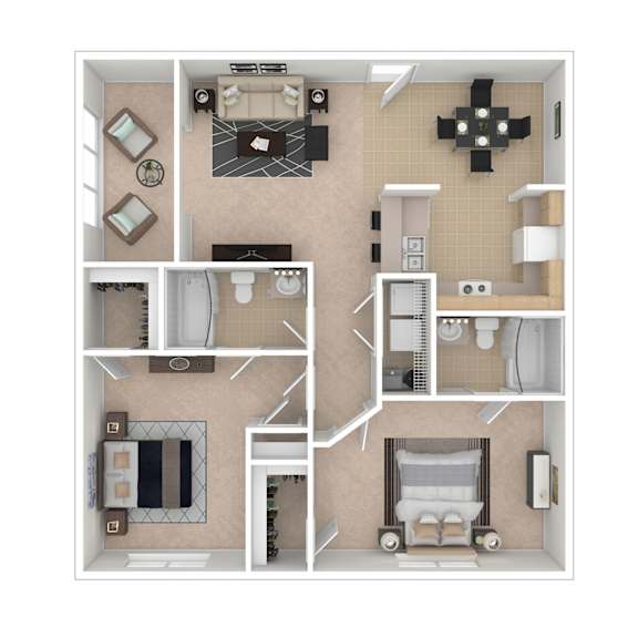 A floor plan of a house with a living room, kitchen, and bathroom.