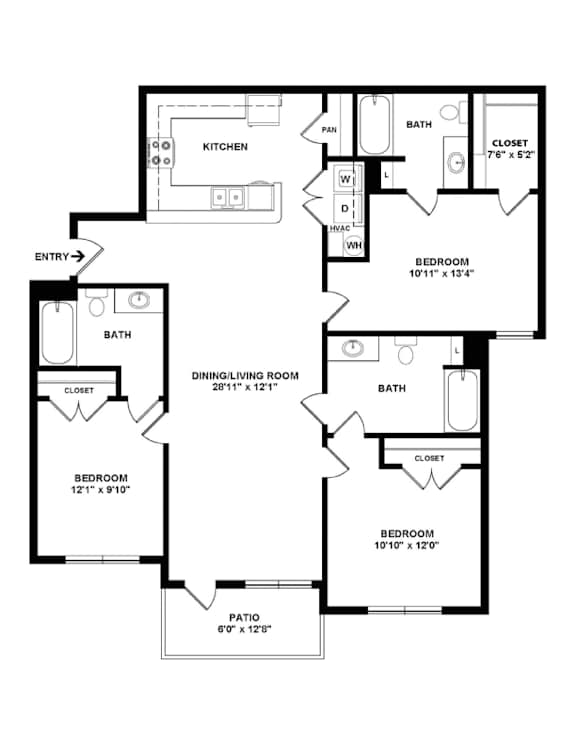 A black and white image of a floor plan for a house.