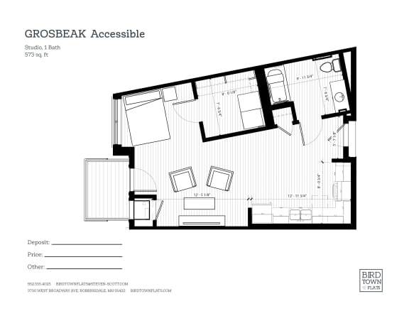 a floor plan of a house with a bedroom and a living room