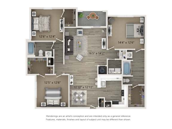 A floor plan of a house with dimensions of each room.