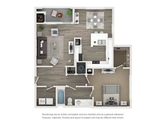 A floor plan of a house with a kitchen, living room, and bathroom.