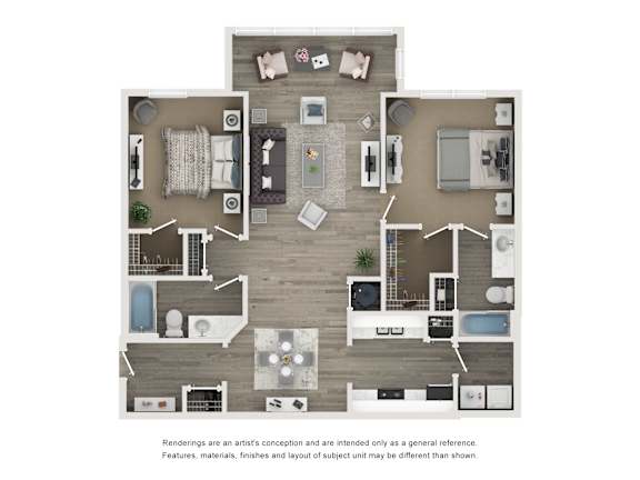 A floor plan of a house with a living room, kitchen, dining room, and bedrooms.