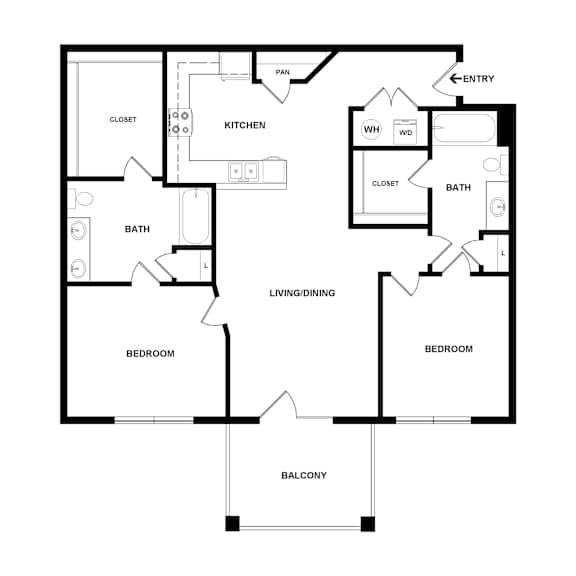 A black and white image of a floor plan for a house.