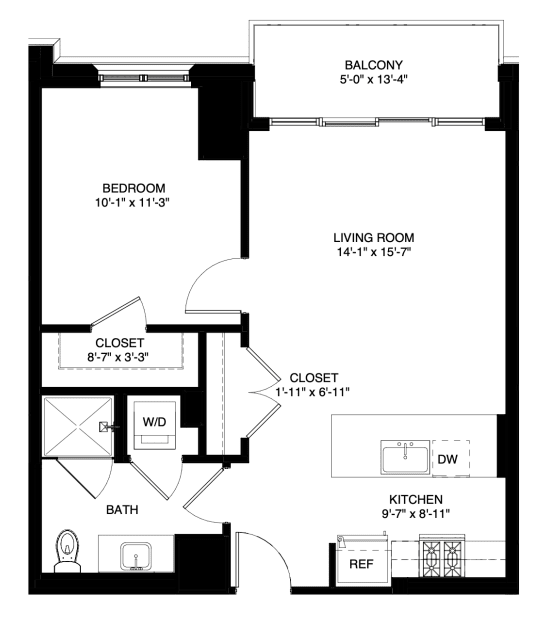 a floor plan of a house with an open floor plan with a living room and