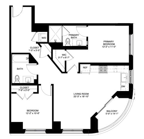 a floor plan of a house with a bedroom and a living room