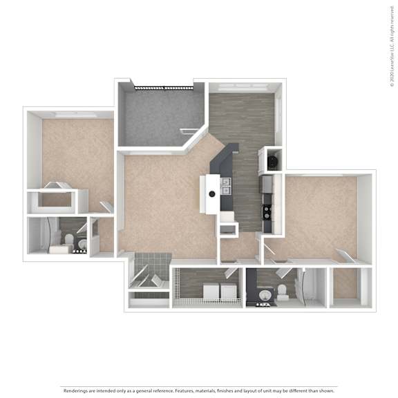 A diagram of a house layout with a kitchen, living room, and bathroom.