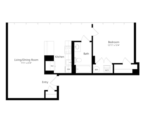 a floor plan of a house with a bedroom and a living room