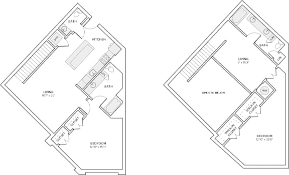 A floor plan of a two bedroom apartment.
