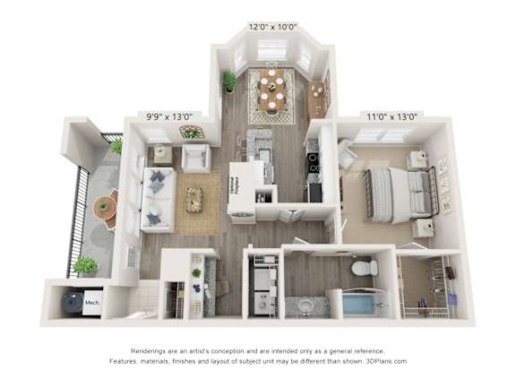 a floor plan of a 1 bedroom floor plan