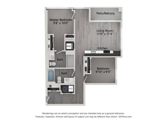 a floor plan of a bedroom apartment