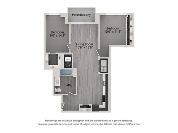 us state floor plan | studio with 1 bedroom | 503 square feet | the melrose |