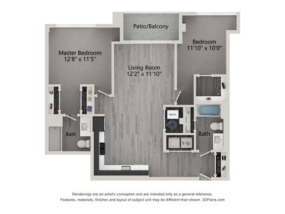 a floor plan of a bedroom apartment