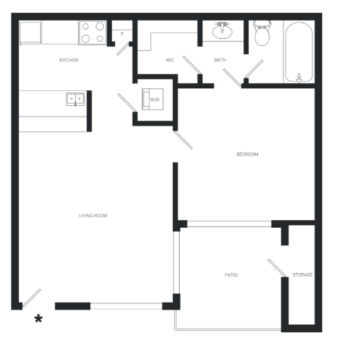 a floor plan of a house with a bedroom and a living room