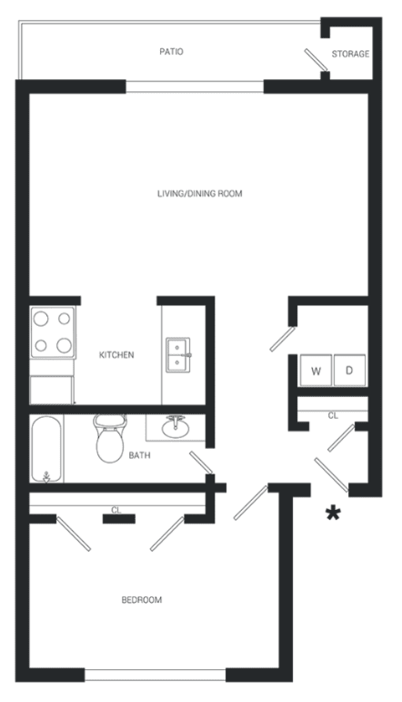 a blueprint of a floor plan of a house with an open floor plan with a