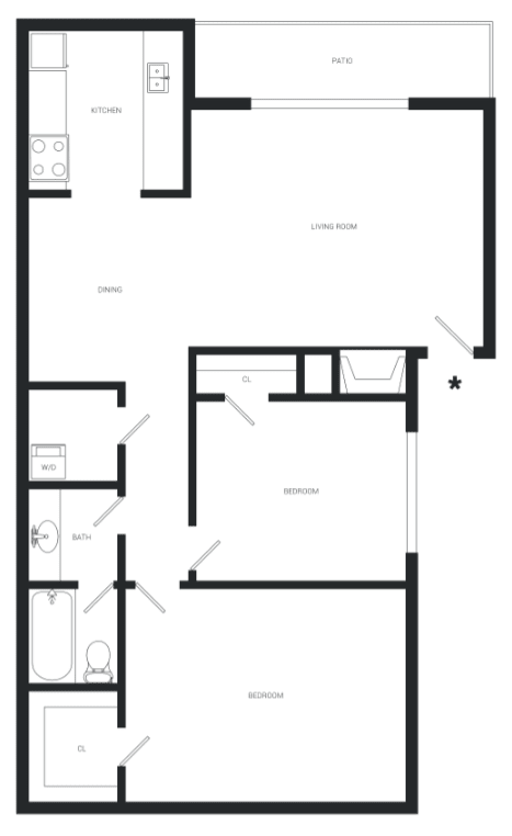 a floor plan of a house with a bedroom and a living room