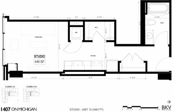 floor plan of the studio apartment