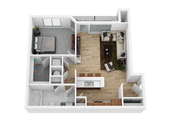 a floor plan with a bedroom and a living room