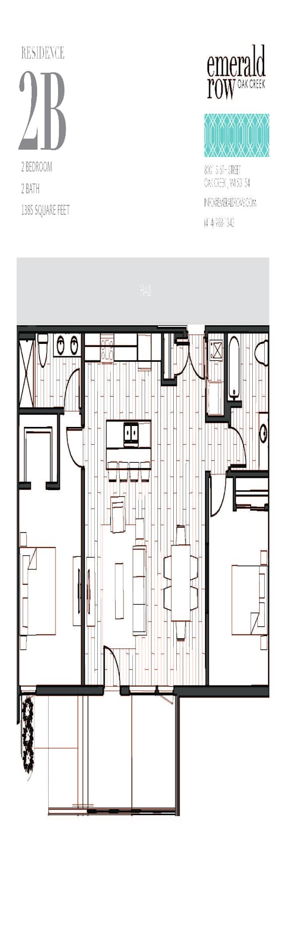 a typical floor plan of a 21b apartment