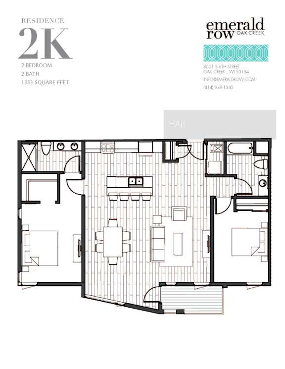a floor plan of a 2x2 bedroom apartment