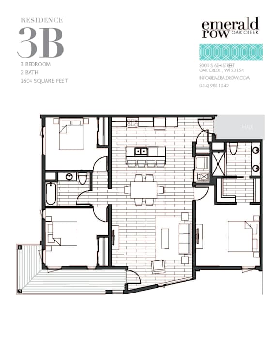 floor plan of the third level of the apartment