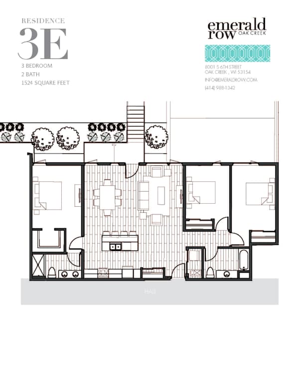 a typical floor plan of a 3 bedroom apartment