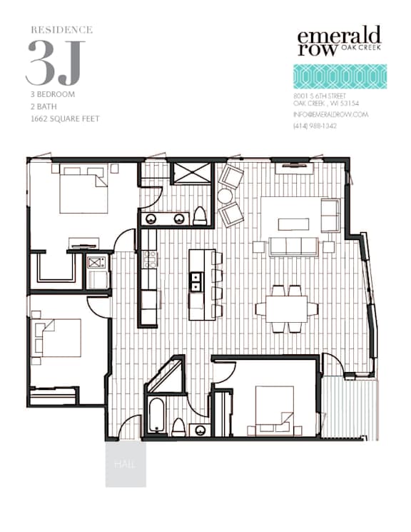 a typical floor plan of a 3j condo