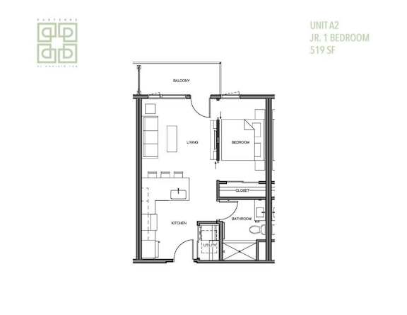 floor plan of the studio apartment