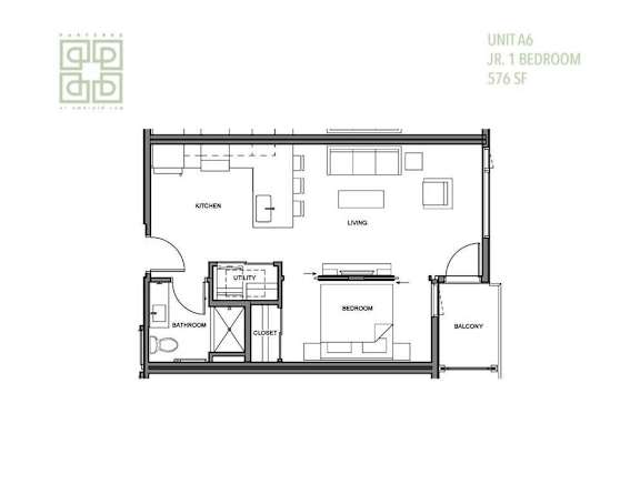 a floor plan of a house with a bedroom and a living room