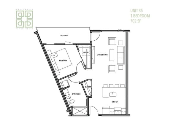 a floor plan of a 1 bedroom apartment