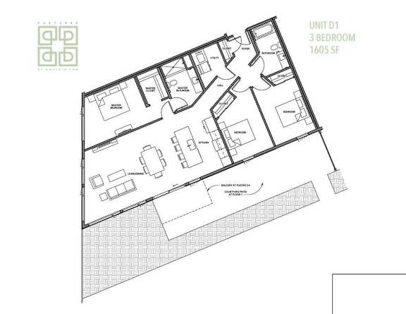floor plan of the first level of the apartment building