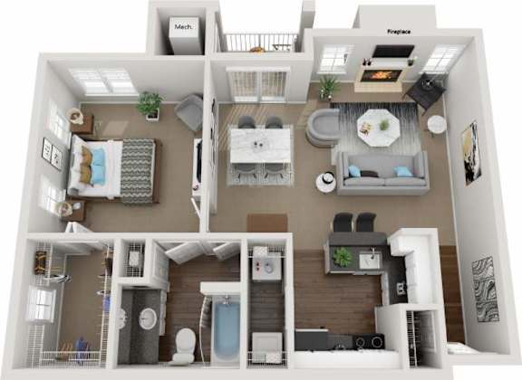 a 3 bedroom floor plan with a bathroom and a kitchen