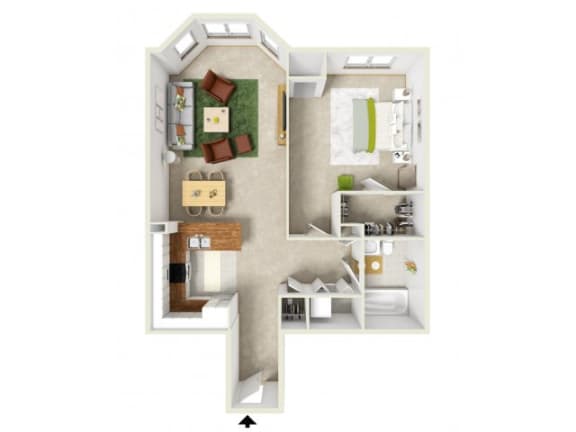 a floor plan with a bedroom and a bathroom