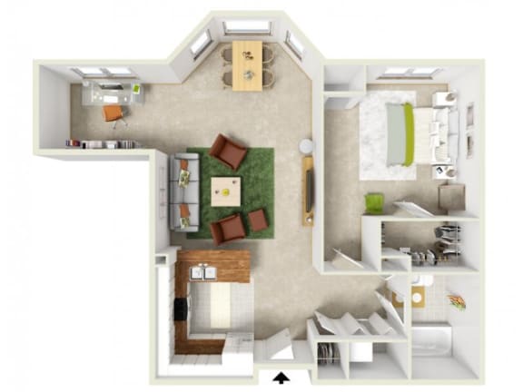 a floor plan of a house with a bedroom and a living room