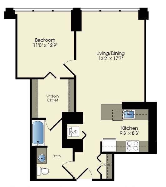 a floor plan of a living room and a bedroom