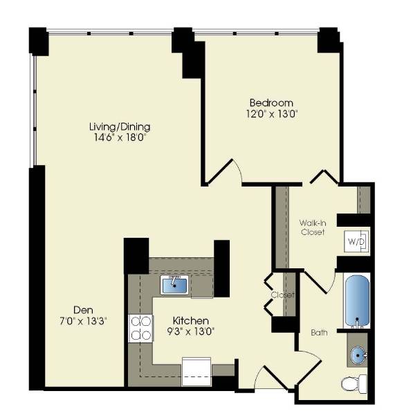 a floor plan of a house with a bedroom and a living room