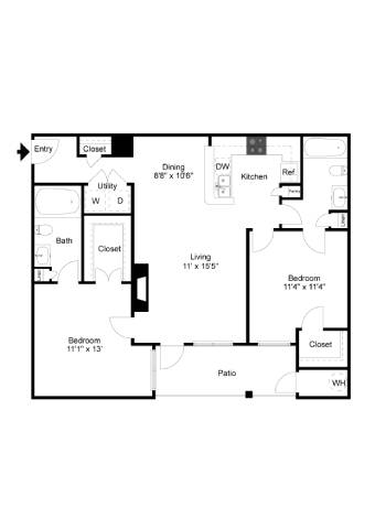 a floor plan of a house with a small footprint