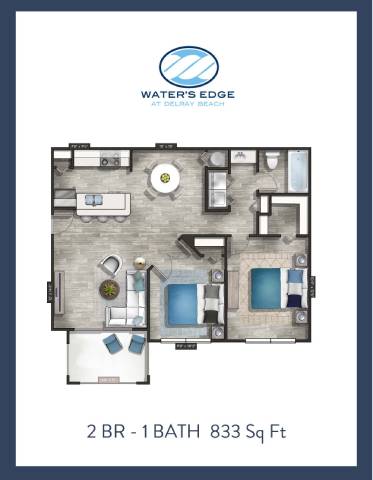 a floor plan of a 2br 1 bath apt