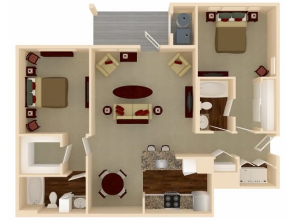 a 3d drawing of a floor plan of a house