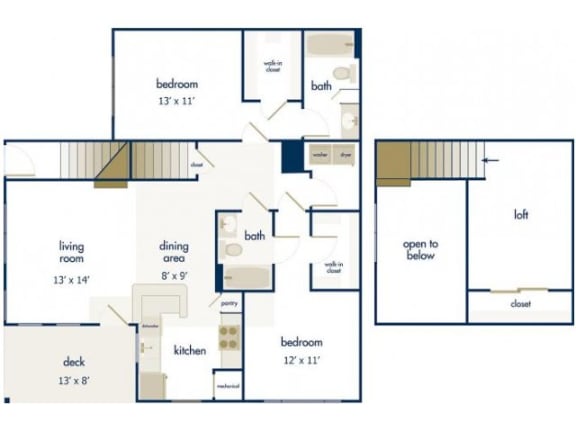 a floor plan of a house with two floors