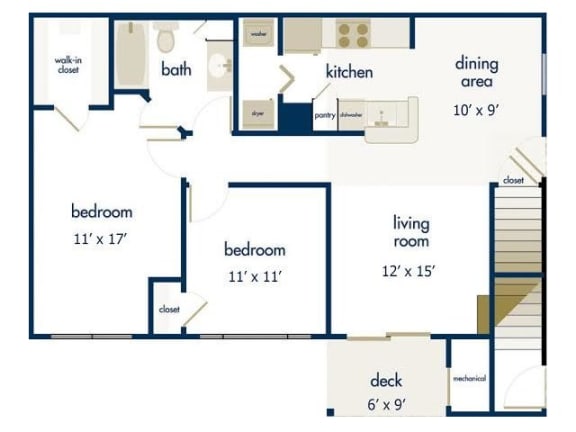a floor plan of a house with a kitchen and a living room