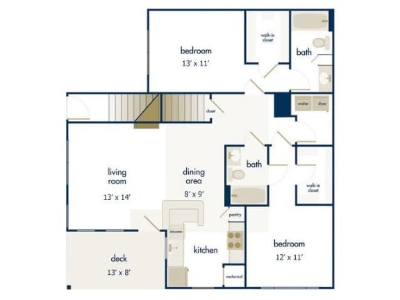 a floor plan of a house with bedrooms and baths
