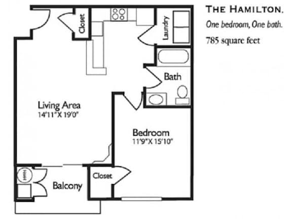 the floor plan of the apartments one bedroom one bath