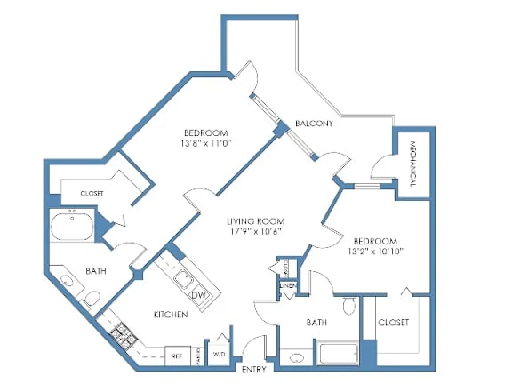 a floor plan of a house with bedrooms and baths