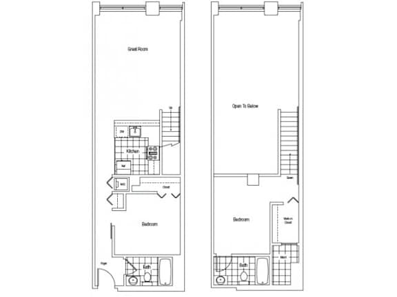 a blueprint of two floor plans of a house