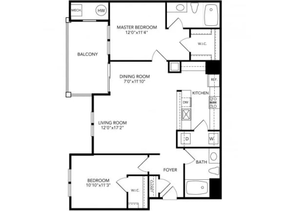 a floor plan of a house with a bedroom and a living room
