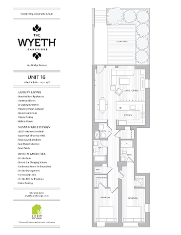 A floor plan for a unit at The Wyeth Cambria, a luxury living sustainable design.
