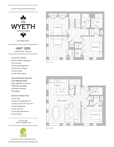 A floor plan for a unit at The Wyeth Cambria in a luxury living complex.