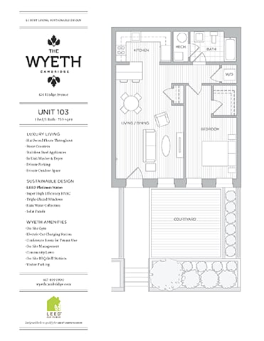 A floor plan for a unit at The Wyeth Campus.