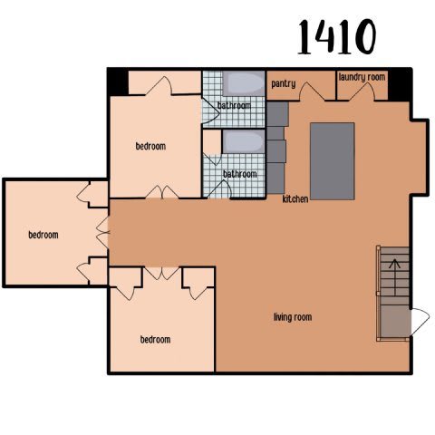a floor plan of a 1190 sq ft floor plan with bedrooms and a bathroom